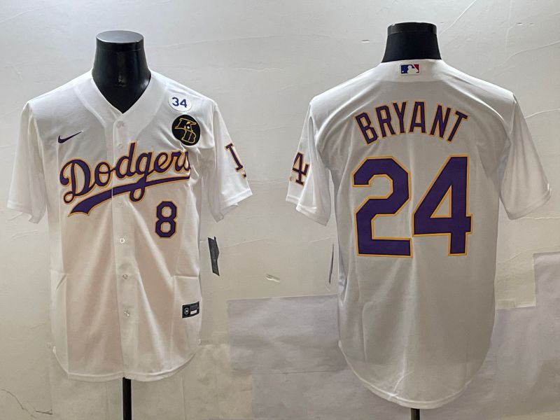 Men Los Angeles Dodgers 24 Bryant White Fashion Game 2025 Nike MLB Jersey style 3065